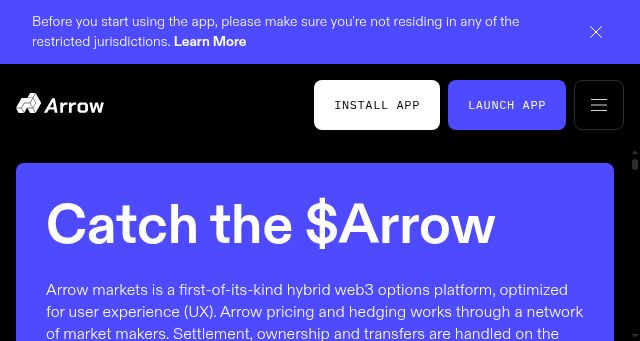 Screenshot of arrow.markets