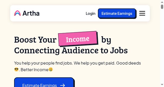 Screenshot of artha.link