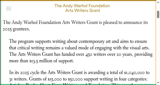 Screenshot of artswriters.org
