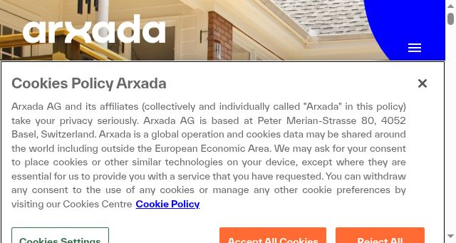 Screenshot of arxada.com