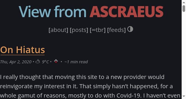 Screenshot of ascraeus.org