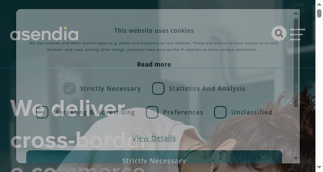 Screenshot of asendia.co.uk