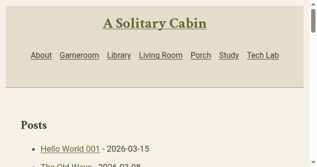 Screenshot of asolitarycabin.org