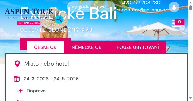 Screenshot of aspentour.cz