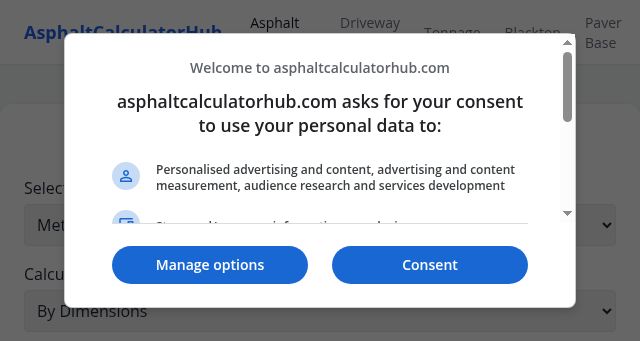 Screenshot of asphaltcalculatorhub.com