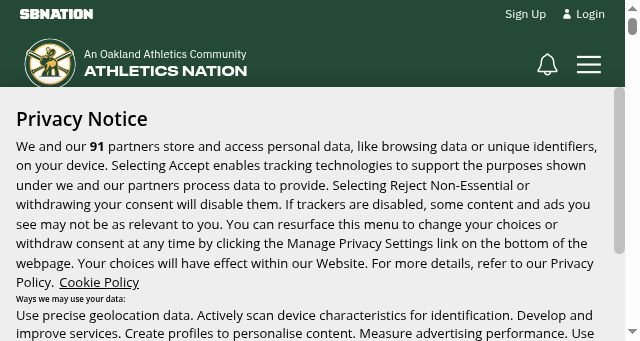 Screenshot of athleticsnation.com