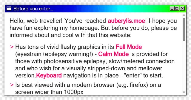 Screenshot of auberylis.moe