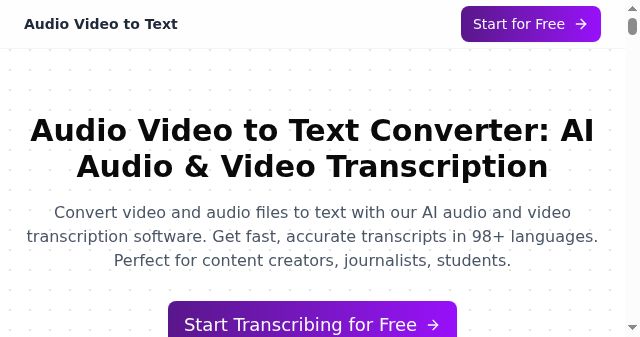 Screenshot of audiovideototext.com
