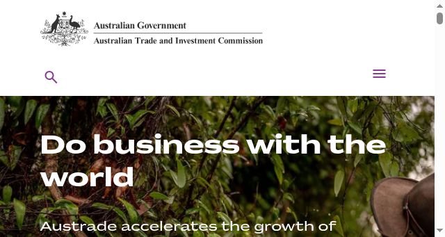 Screenshot of austrade.gov.au