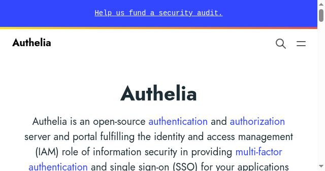Screenshot of authelia.com