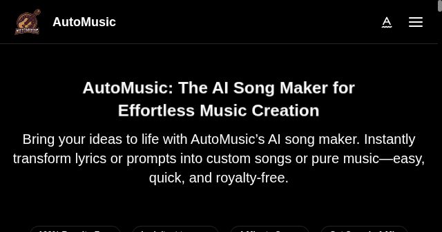 Screenshot of automusic.ai