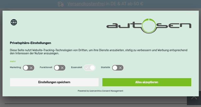 Screenshot of autosen.com