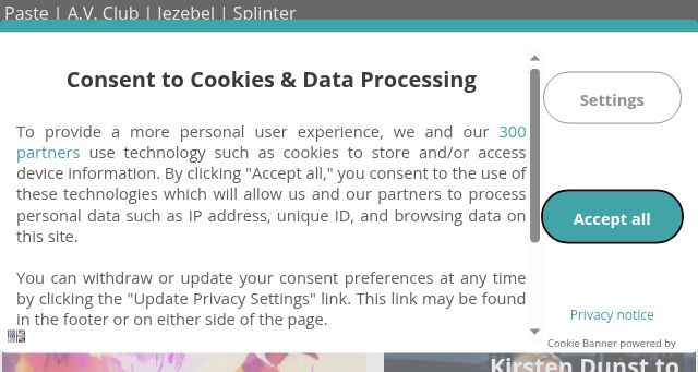 Screenshot of avclub.com