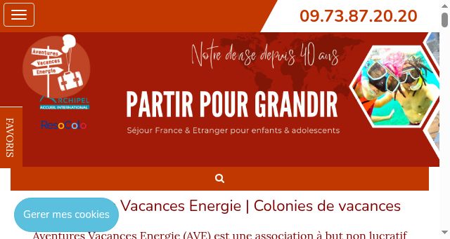 Screenshot of aventures-vacances-energie.com