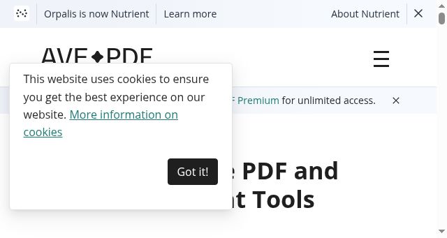 Screenshot of avepdf.com