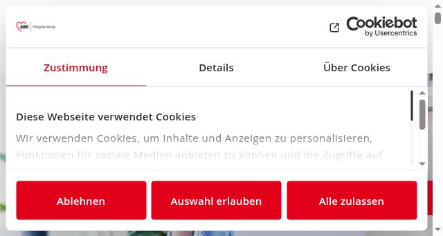 Screenshot of awo-pflegeberatung.de