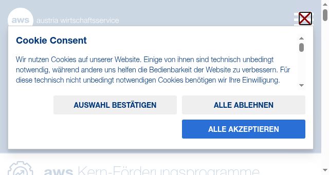 Screenshot of aws.at