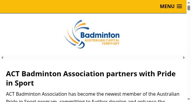 Screenshot of badmintonact.org.au
