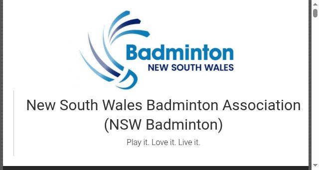 Screenshot of badmintonnsw.org.au