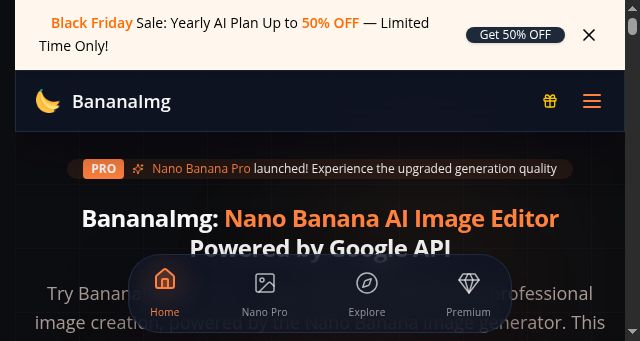 Screenshot of bananaimg.art