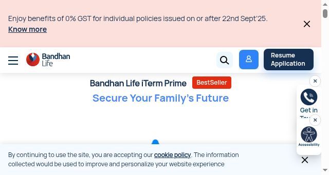 Screenshot of bandhanlife.com