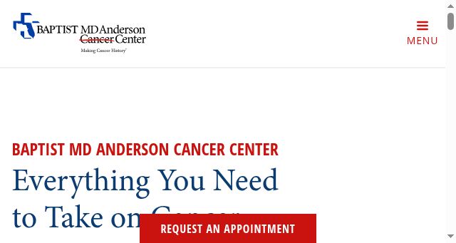 Screenshot of baptistmdanderson.com