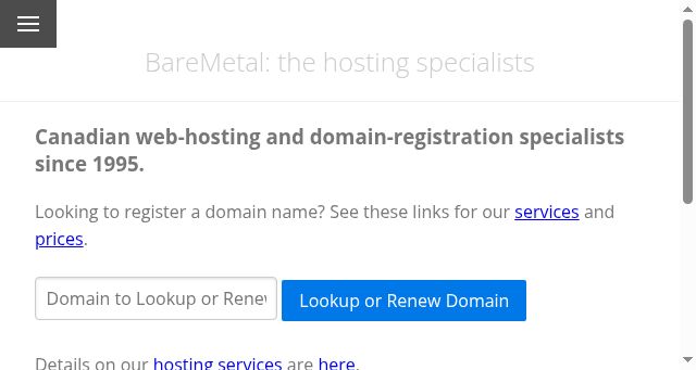 Screenshot of baremetal.ca