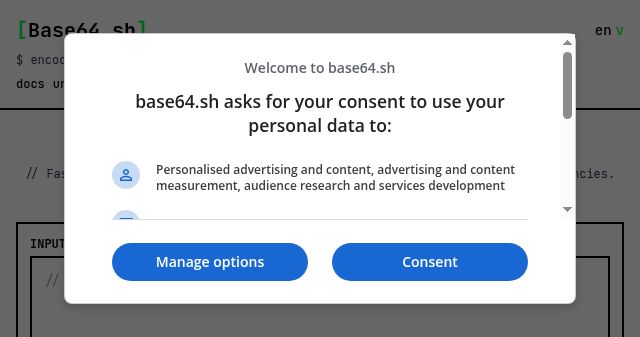 Screenshot of base64.sh