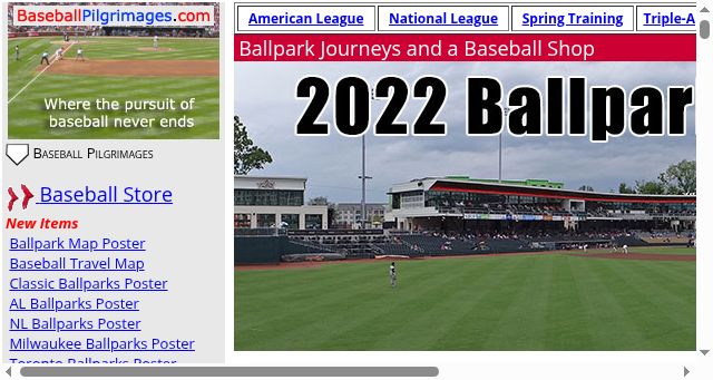 Screenshot of baseballpilgrimages.com