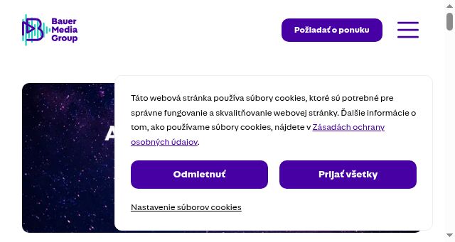 Screenshot of bauermedia.sk
