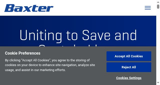 Screenshot of baxter.com