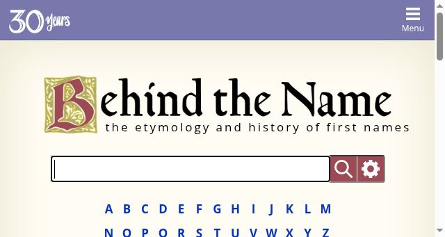 Screenshot of behindthename.com
