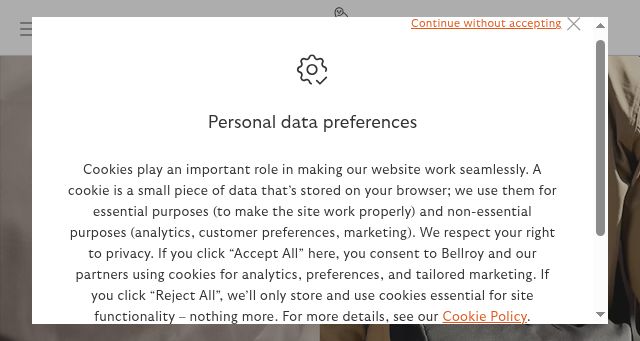 Screenshot of bellroy.com