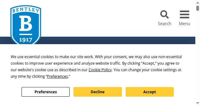 Screenshot of bentley.edu