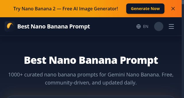 Screenshot of bestnanobananaprompt.com
