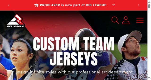 Screenshot of bigleagueshirts.com