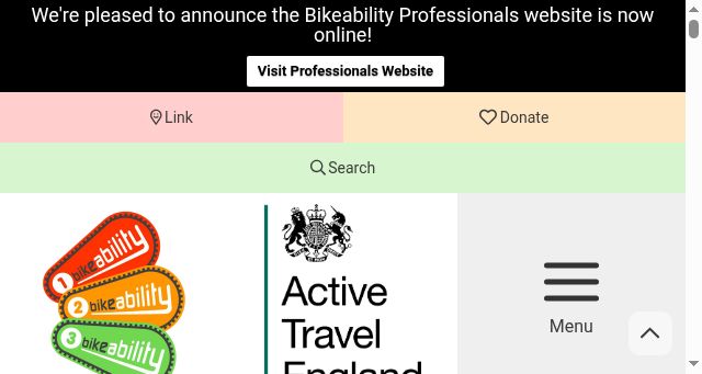 Screenshot of bikeability.org.uk