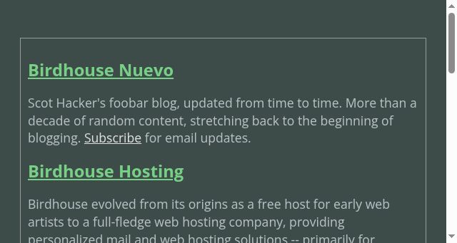 Screenshot of birdhouse.org