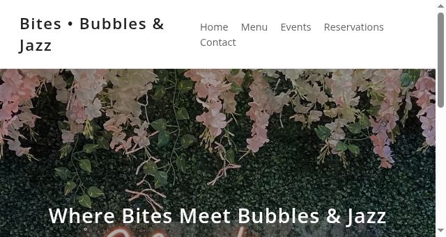 Screenshot of bitesbubblesandjazz.com