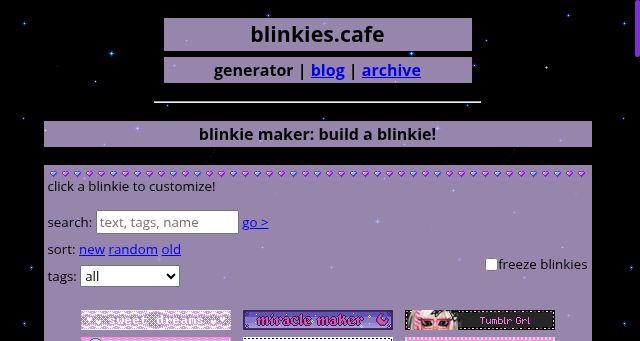 Screenshot of blinkies.cafe