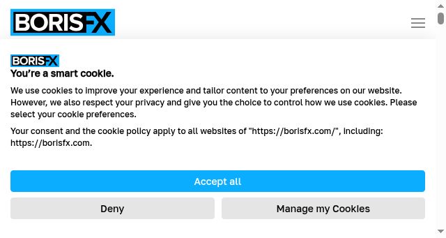 Screenshot of borisfx.com