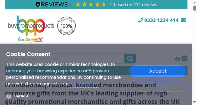 Screenshot of buypromoproducts.co.uk