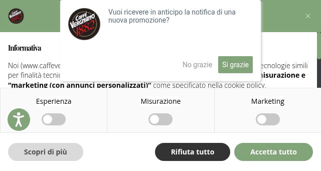 Screenshot of caffevergnano.com