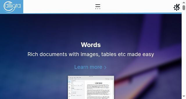 Screenshot of calligra.org