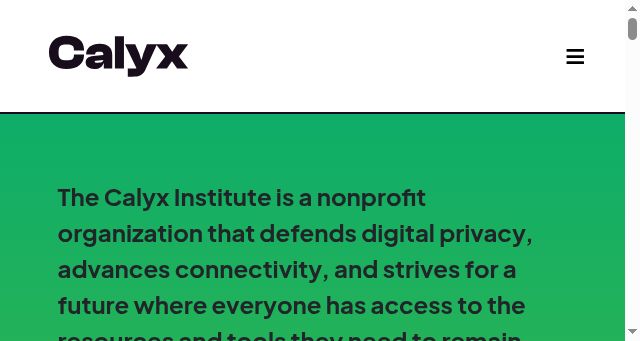 Screenshot of calyxinstitute.org