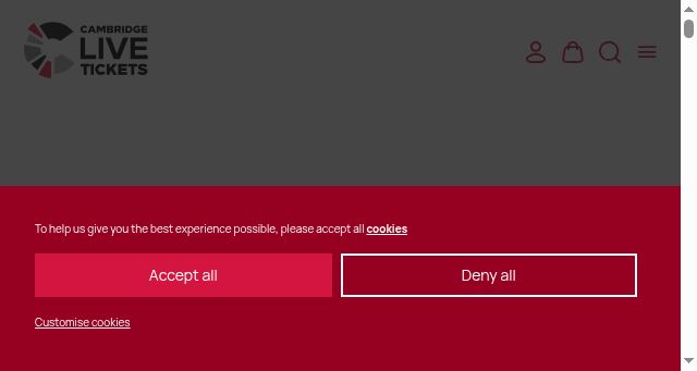 Screenshot of cambridgelivetickets.co.uk