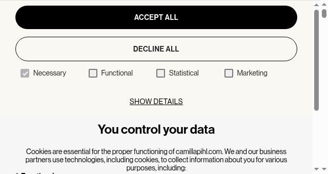 Screenshot of camillapihl.com