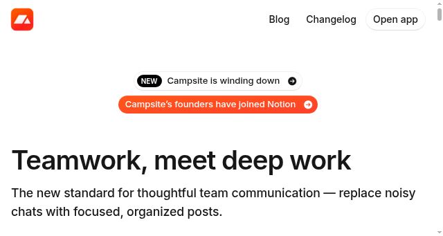 Screenshot of campsite.com