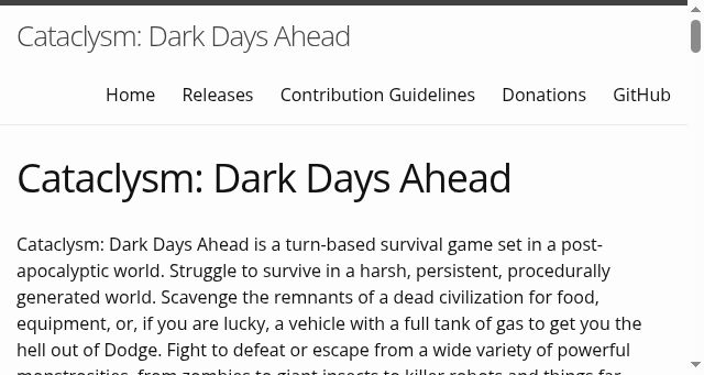 Screenshot of cataclysmdda.org