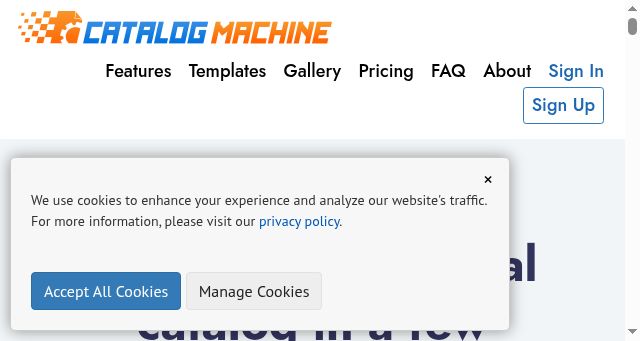 Screenshot of catalogmachine.com